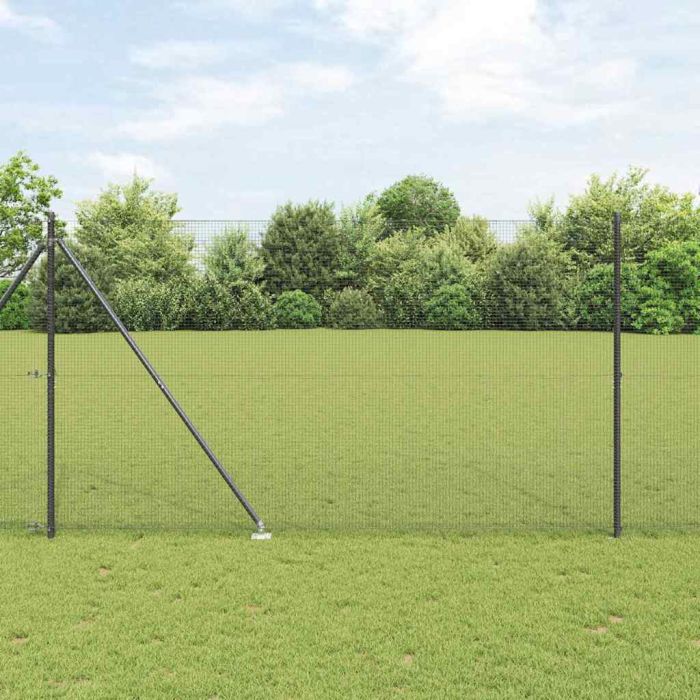 Welded Wire Fence with 13 Spike Posts Grey 1.6x25 m Steel