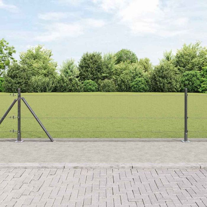Fence Post Set Set of 2 Grey Steel 10 x 0.5 m Tough
