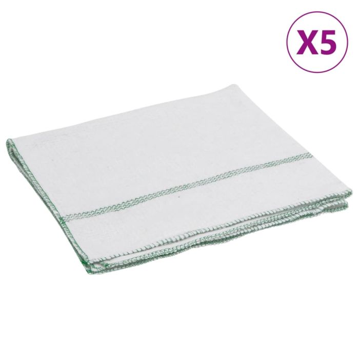 Cleaning Cloths 5 pcs White with Green Stripes 50x60 cm