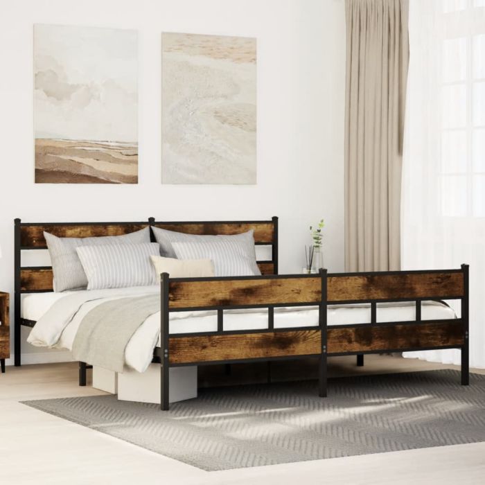 Metal Bedframe Smoked Oak 200x200cm