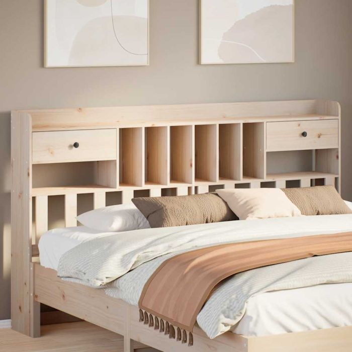 Headboard with Storage 180 cm Solid Wood Pine