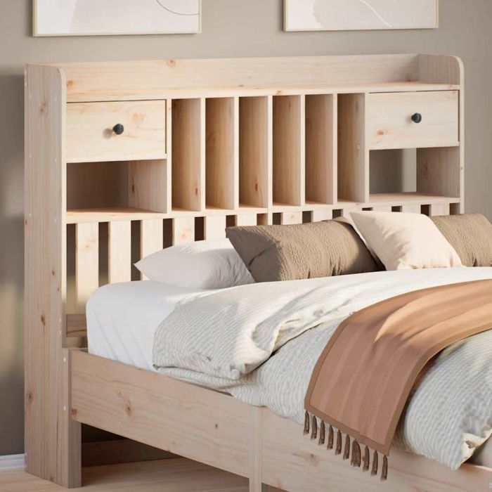 Headboard with Storage 135 cm Solid Wood Pine