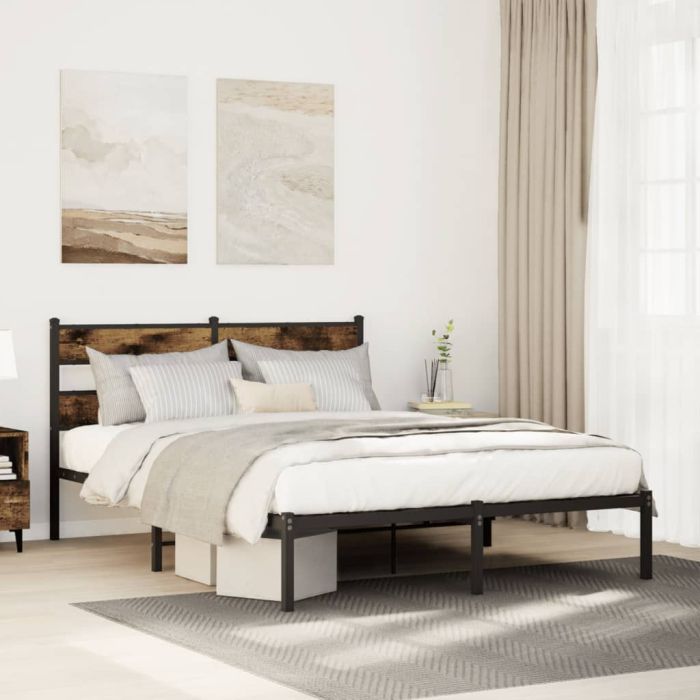 Metal Bedframe Smoked Oak 140x200cm