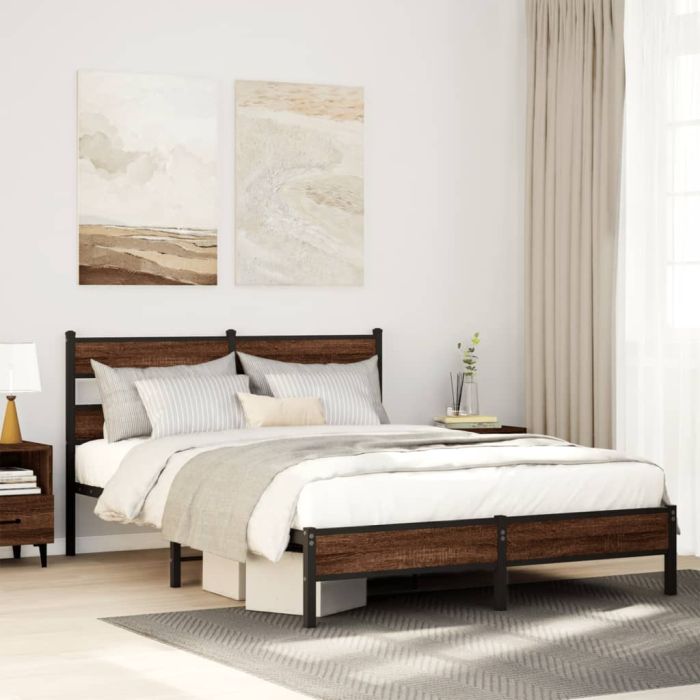 Bedframe Brown Oak 137x190cm Engineered Wood