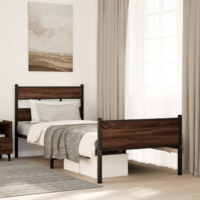 Bedframe Brown Oak 80x200cm Engineered Wood
