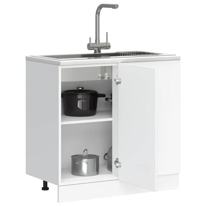 Sink Base Cabinet Lyon White Engineered Wood