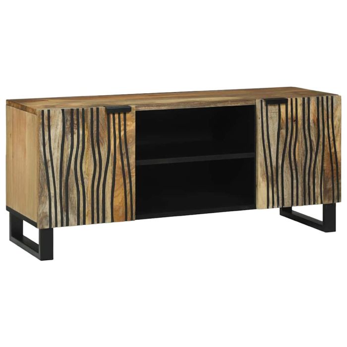 TV Cabinet, 105 x 33.5 x 46 cm, made from solid mango wood and engineered wood.