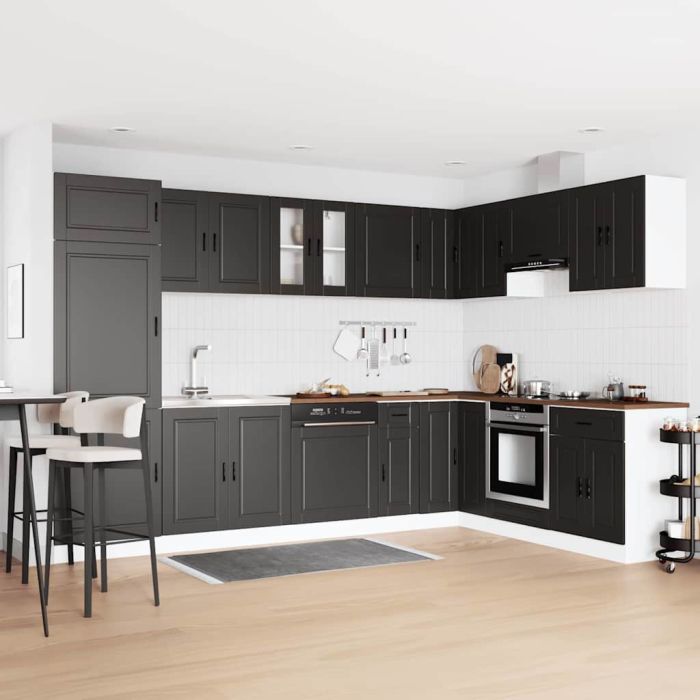 Porto Sink Base Cabinet with Sink - Black - 80x46x84.5 cm - Made of Engineered Wood
