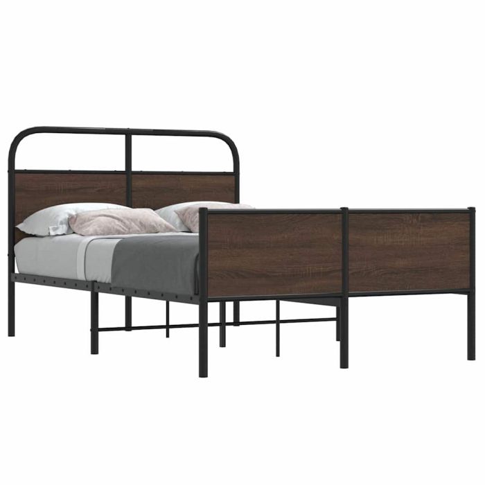 Bedframe 120x190cm Brown Oak Engineered Wood