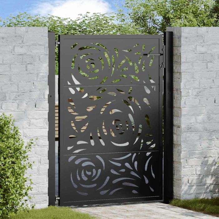 Garden Gate Black 105x130 cm Steel Flame Design