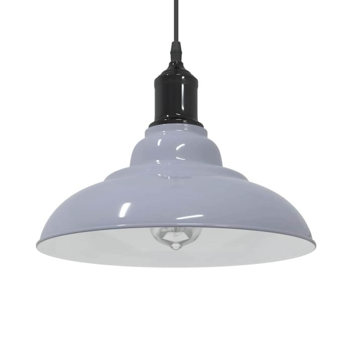 Pendant Lamp Height Adjustable E27 Gloss Grey  31 cm Metal