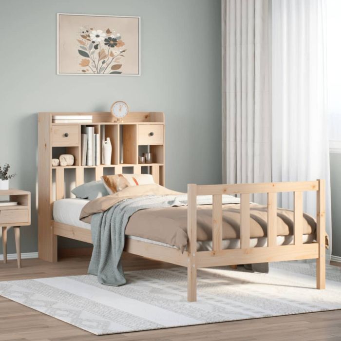 Bookcase Bed 90x200cm Solid Wood Pine