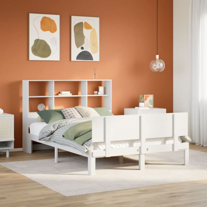 Bookcase Bed White 160x200cm Solid Wood Pine