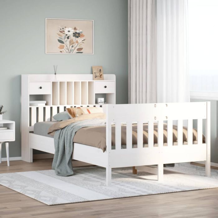 Bedframe White 135x190cm Solid Wood Pine