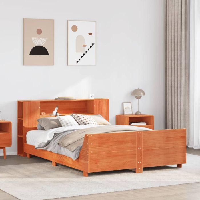 Bedframe Wax Brown 140x200cm Solid Wood Pine