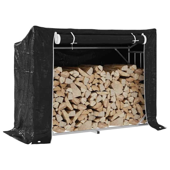 Firewood Rack with Rain Cover 151x60.5x110.5 cm Galvanised Steel