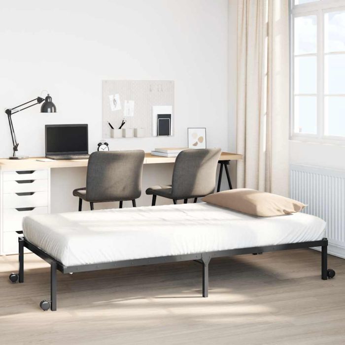 Bedframe Foldable Black 90x200cm Steel