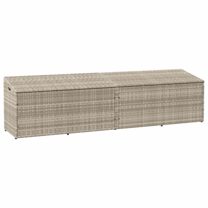 FLUHAL Garden Storage Box Light 220x50x58 cm Poly Rattan - Grey