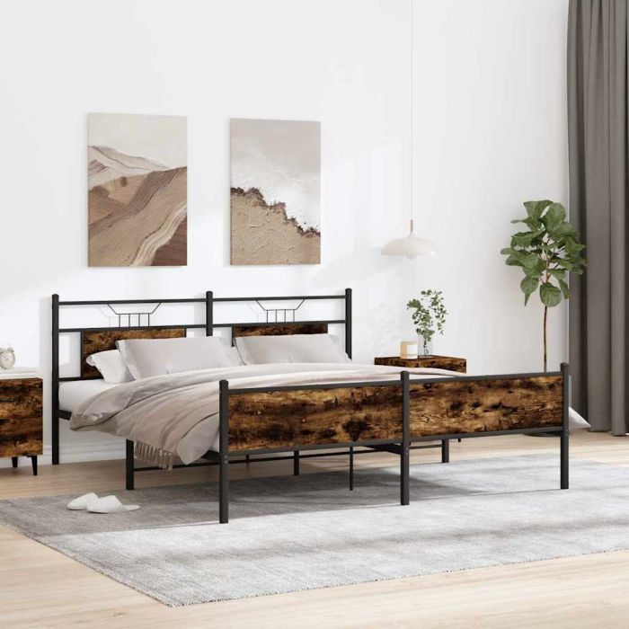 Metal Bedframe Smoked Oak 183x213cm