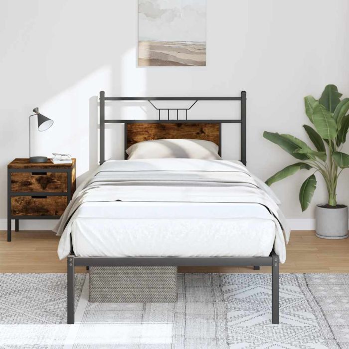 Bedframe Smoked Oak 80x200cm Engineered Wood