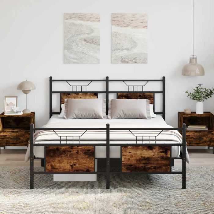 Bedframe Smoked Oak 140x200cm Engineered Wood