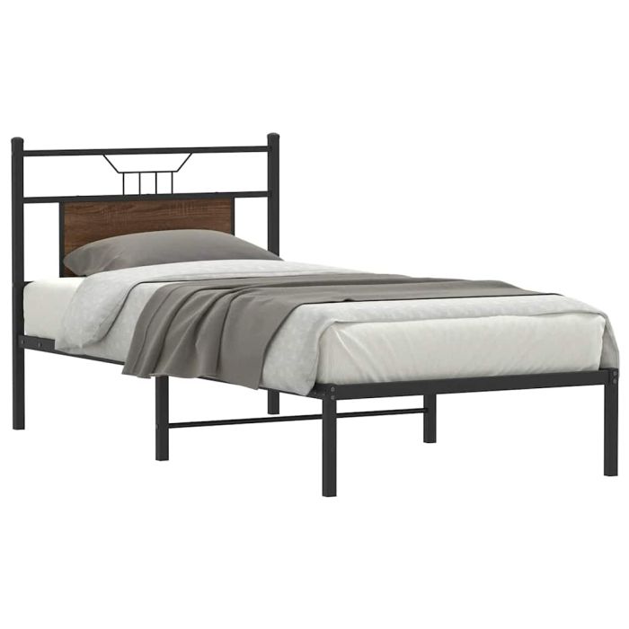 Bedframe Brown Oak 75x190cm Small Single Engineered Wood