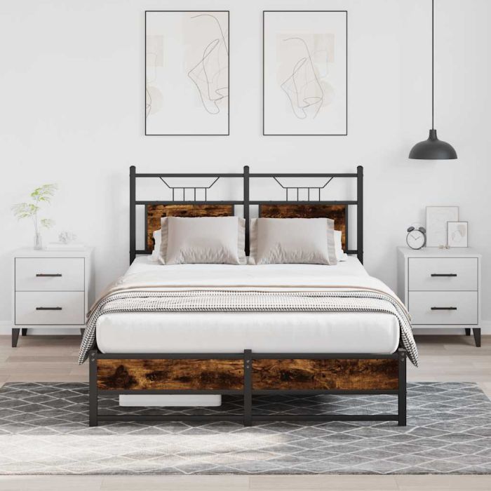 Bedframe Smoked Oak 120x200cm Engineered Wood