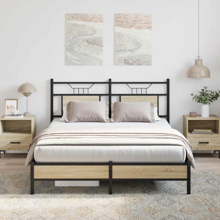 Bedframe Sonoma Oak 150x200cm King Size Engineered Wood