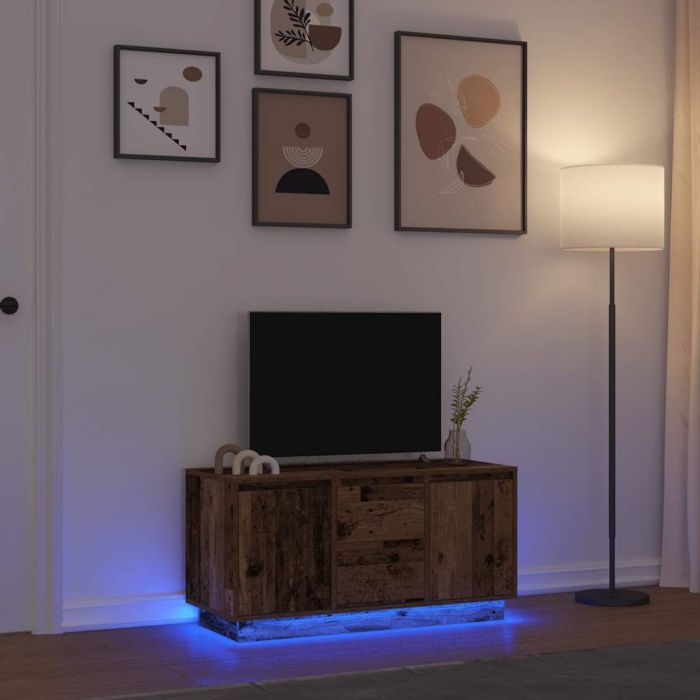 TV Cabinet with LED Lights Old Wood 100x41x50 cm