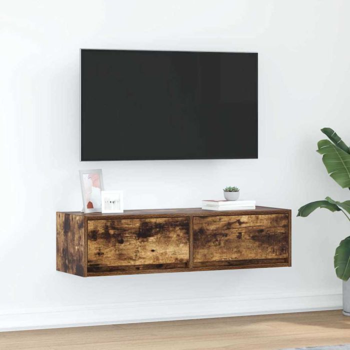 TV Cabinet Smoked Oak 100x31x25,5 cm Engineered Wood