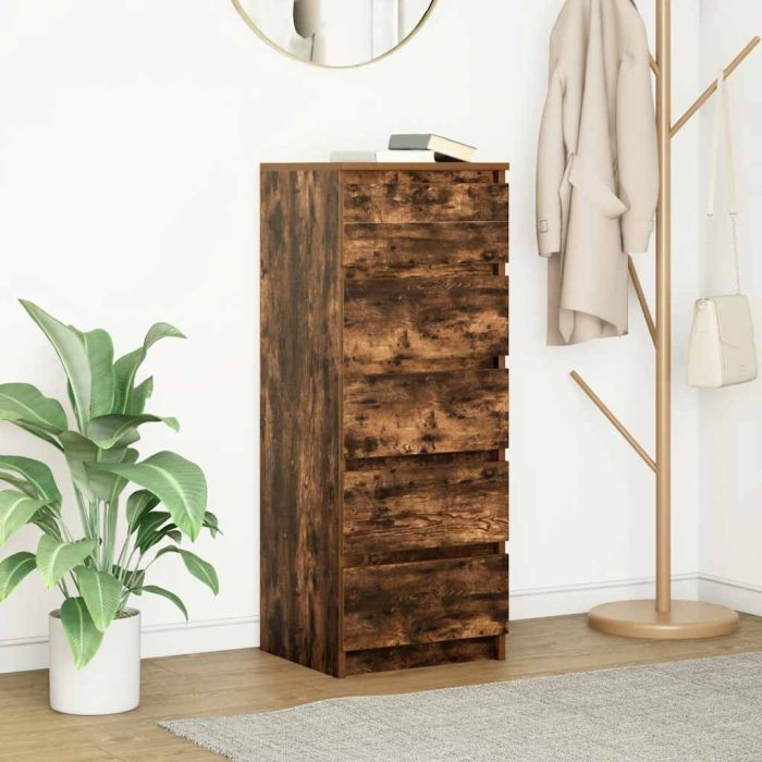 Sideboard with Drawers Smoked Oak 37.5x35x99 cm Engineered Wood