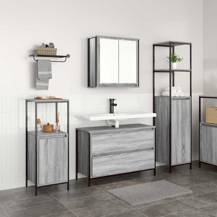 3 Piece Bathroom Furniture Set Grey Sonoma Engineered Wood