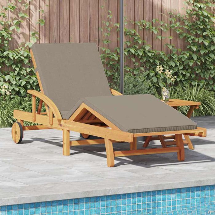 CLARIDG Sun Lounger Reclining Taupe 200x67x84cm Solid Acacia Wood
