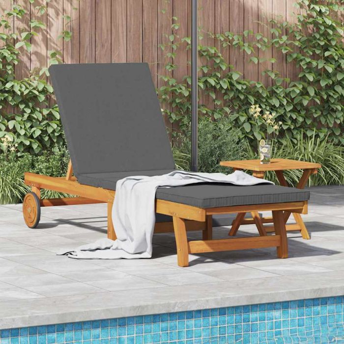 CLARIDG Sun Lounger Reclining 63x199x85cm Solid Acacia Wood - Brown
