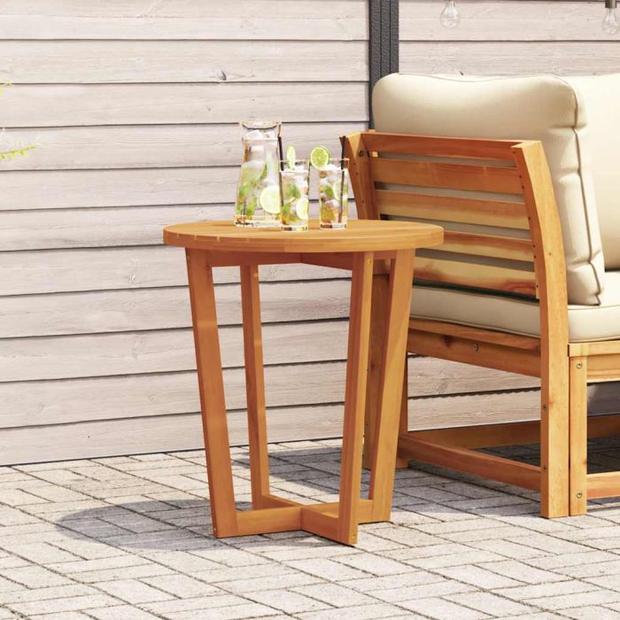 GLIHAL Garden Side Table Round Dia 70x75 cm Acacia Wooden