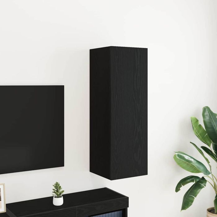 Wall-Mounted TV Cabinet in Black Oak - 30.5 x 30 x 90 cm, Made of Engineered Wood