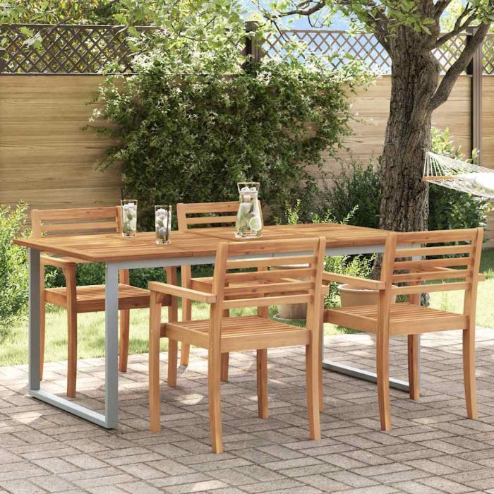 HAPARK Garden Dining Table 180x90x75 cm Acacia Wooden - Grey