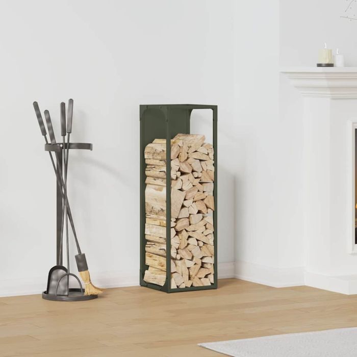 Firewood Rack Olive Green 25x25x80 cm Cold-rolled steel