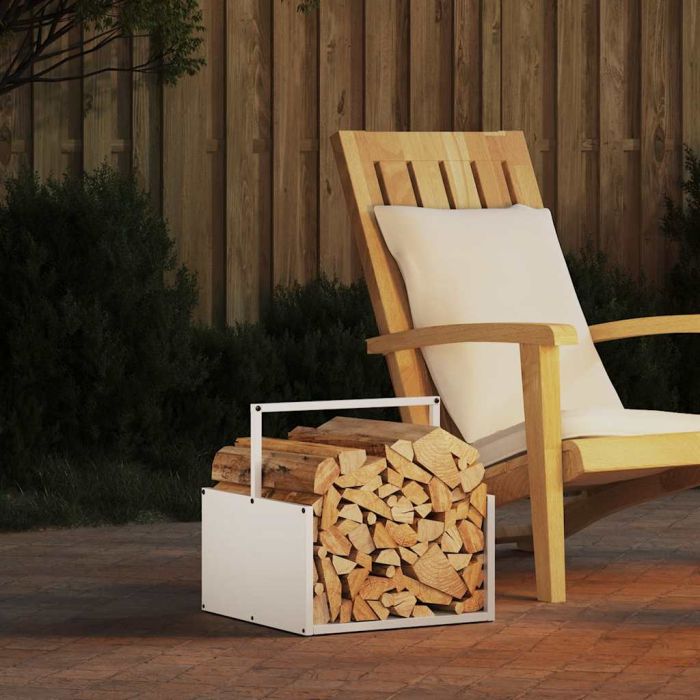 Firewood Rack White 40x40x40 cm Cold-rolled steel
