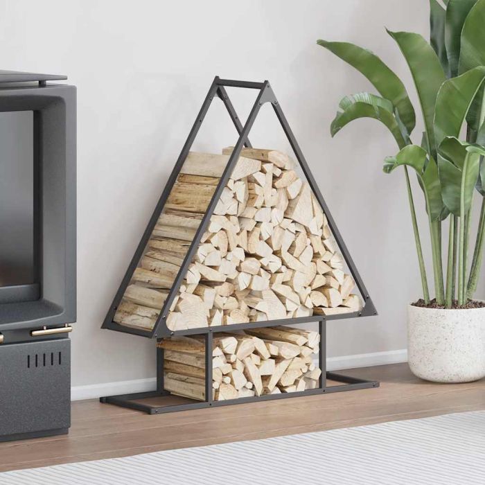 Firewood Rack Black 80x25x90 cm Cold-rolled steel