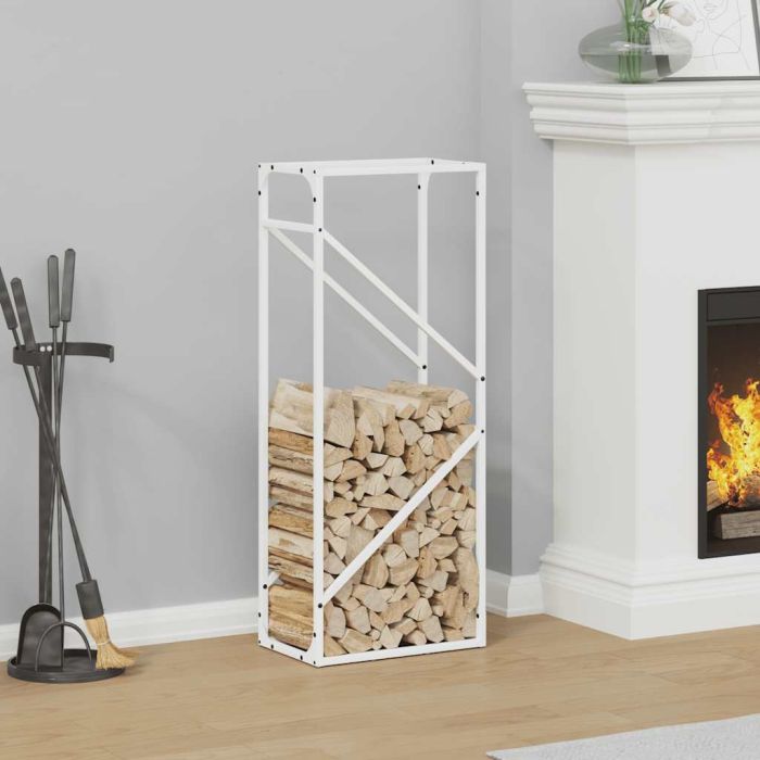 Firewood Rack White 40x25x100 cm Cold-rolled steel