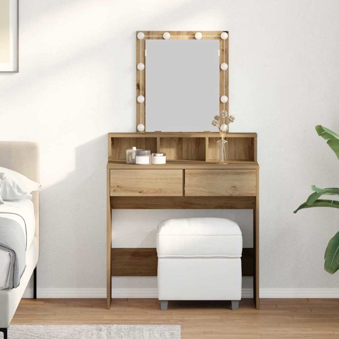Dressing Table with Mirror and LEDs Artisan Oak Engineered Wood