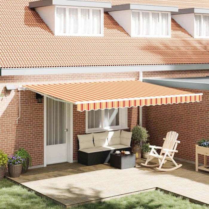 DENEST Retractable Awning with and orange 450x300 cm Fabric - Yellow