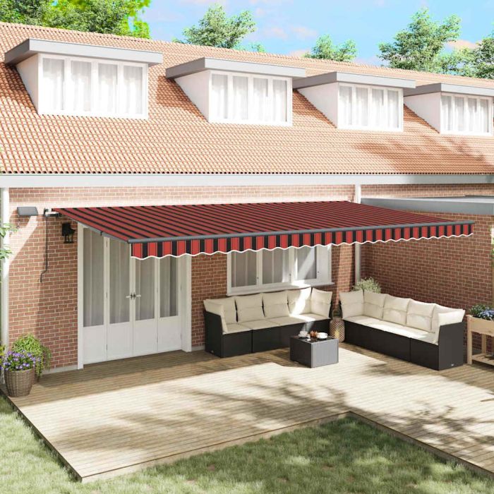 RINLOFT Retractable Awning Manual and brown 600x300 cm Fabric - Orange
