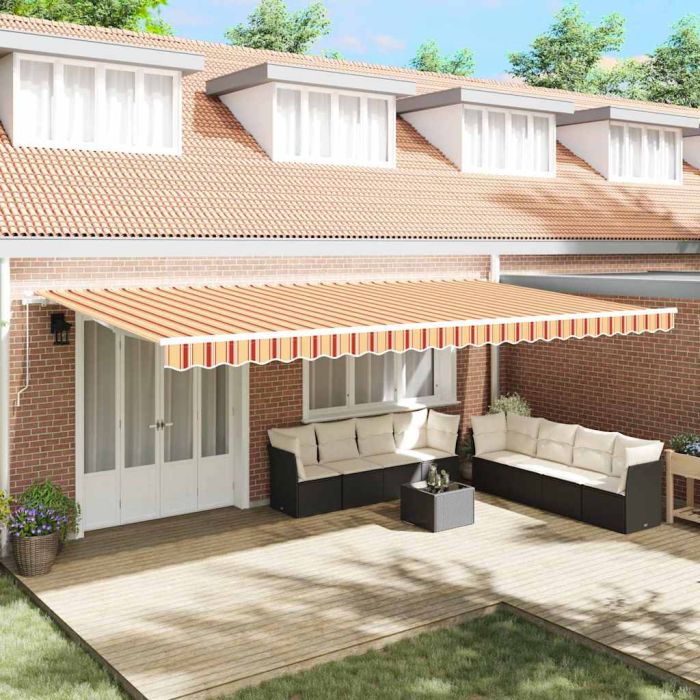 Manual Retractable Awning Yellow and Orange 600x350 cm
