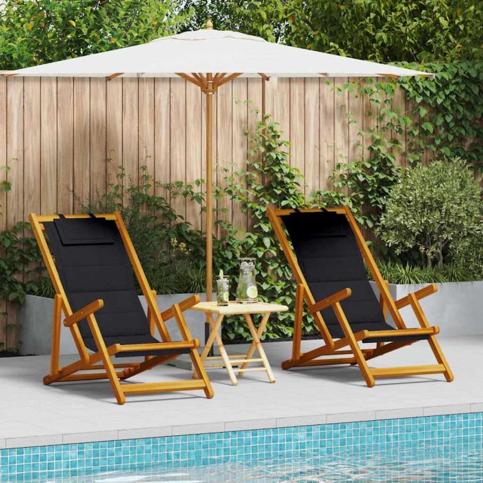 BETON Beach Chair with Cushion 2 pcsxx Solid Acacia Wood - Brown