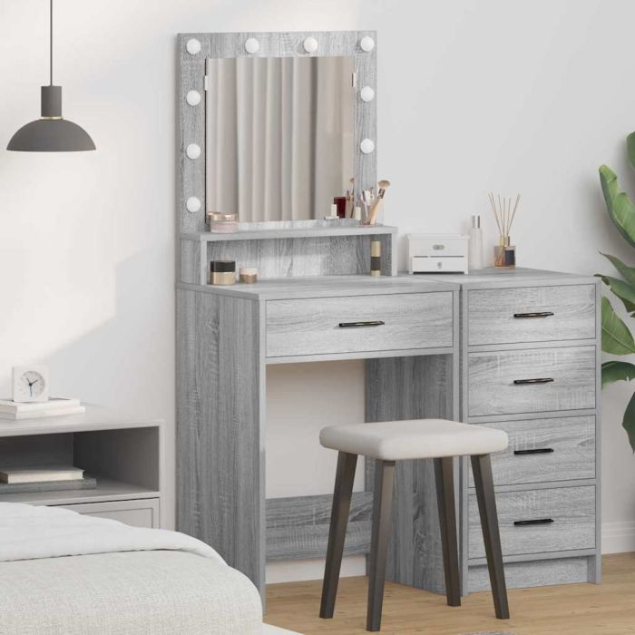 Grey sonoma Particle board 50 x 41 x 135 cm Mirror Vanity Table