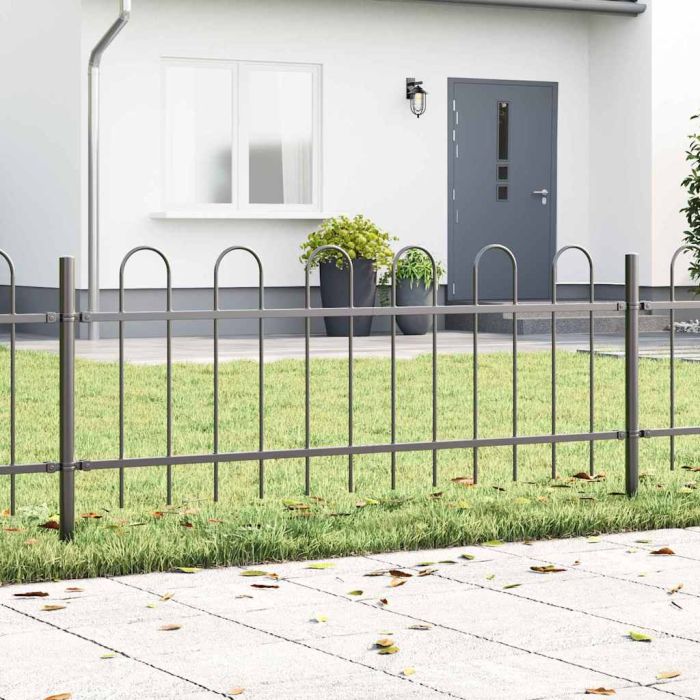 Garden Fence with Hoop Top Gray 15.3x0.6 m Steel