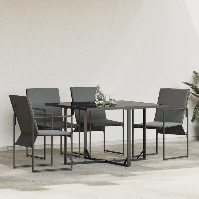 TARCOVE Chair with Cushion 4 pcs and Anthracite Textilene - Black
