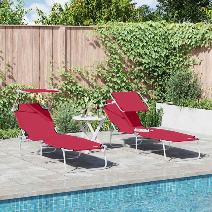 TARCOVE Sun Lounger Folding 2 pcs 58x188x77cm Polyester - Red